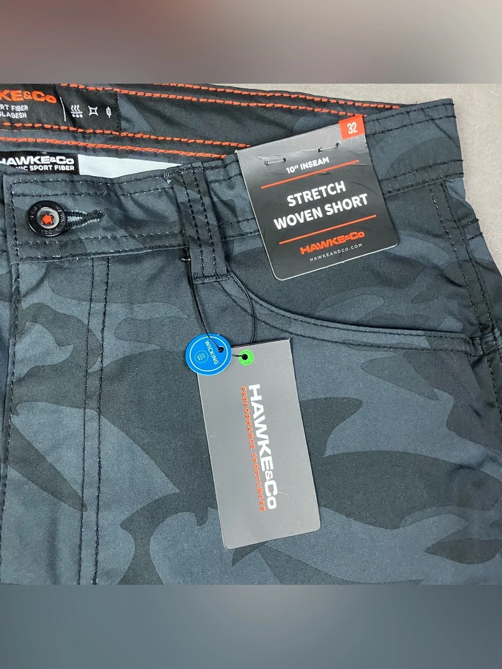 Hawke & Co. Men’s Size 32 Stretch Woven Performance Shorts Black Camo NWT!